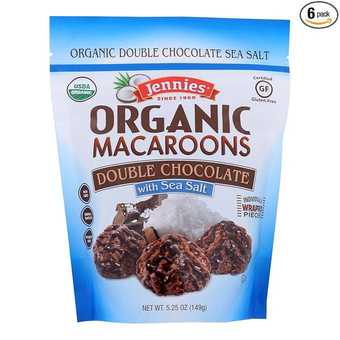 Jennies Organic Macaroons Double Chocolate with Sea Salt Gluten Free Non-GMO Peanut Free 5.25 Ounce (Pack of 6)