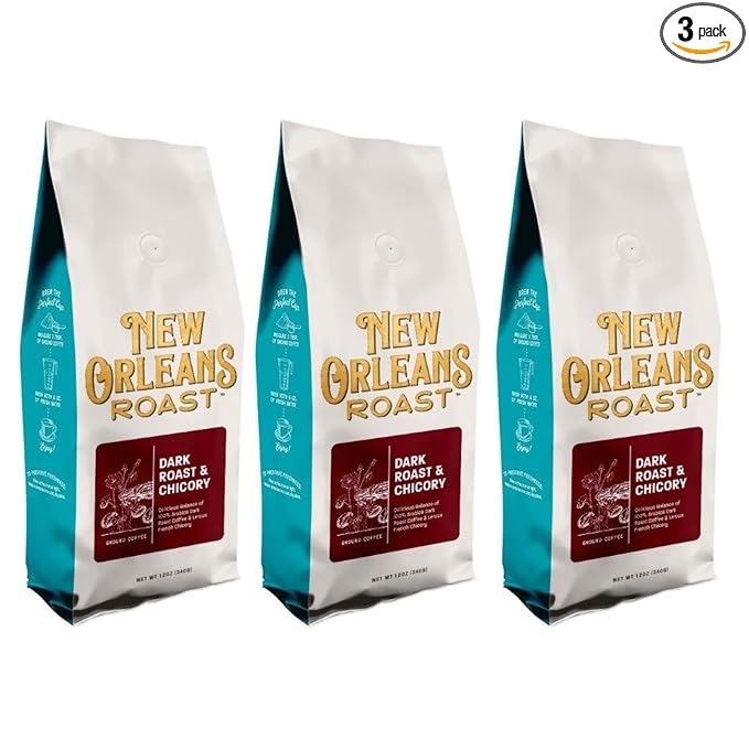 3 Bags Dark Roast and Chicory Ground 12 oz. bags