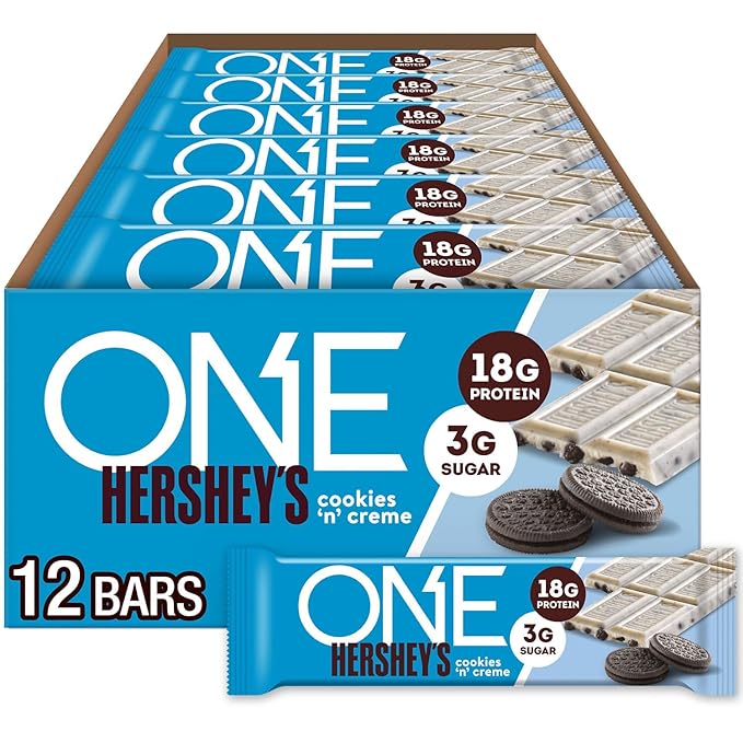 ONE Protein Bars Hershey's Cookies 'n' Creme Gluten Free with 18g Protein and 3g Sugar Pantry Staples 2.12 oz (12 Count)