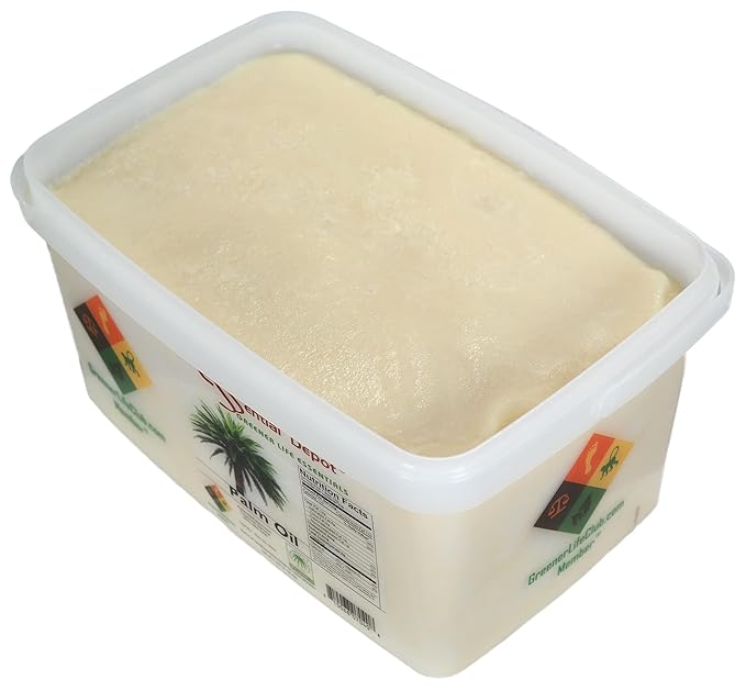 Essential Depot Palm Oil - RSPO Certified - Sustainable - Food Grade - Not Hydrogenated - 7 lbs in a 1 Gallon Pail - HDPE Microwavable Container with Resealable Lid and Removable Handle