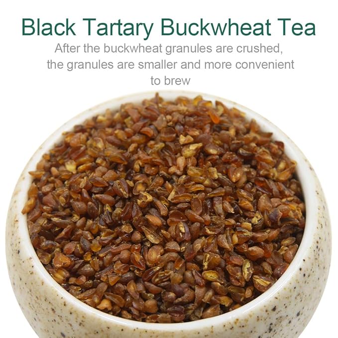 FullChea - Himalayan Tartary Buckwheat Tea - Roasted Black Buckwheat - Loose Leaf Herbal Tea - Caffeine Free - NON-GMO - Gluten Free - 100% Natural 16oz / 453g (Pack of 2)