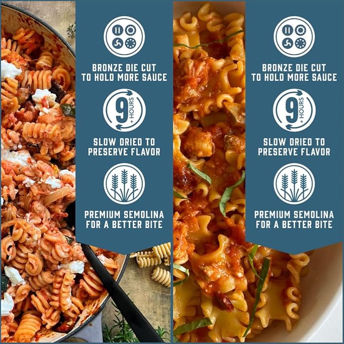 Sfoglini Organic Durum Semolina Reginetti (12 oz) &amp Radiators (16 oz) Pasta (4-Pack 2 Packages Per Shape)