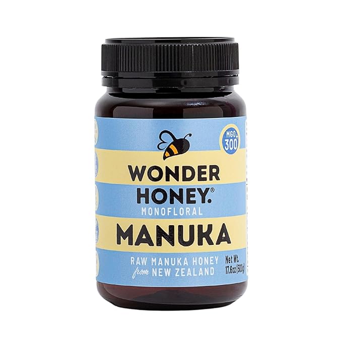 Wonder Honey Raw Manuka Honey New Zealand MGO300 (10+) Tested for 26 Markers Traceable Natural Soothing for Sore Throat Cough - Aids Digestion - Triple Sealed for safety in a Protective Box (1.1lb)