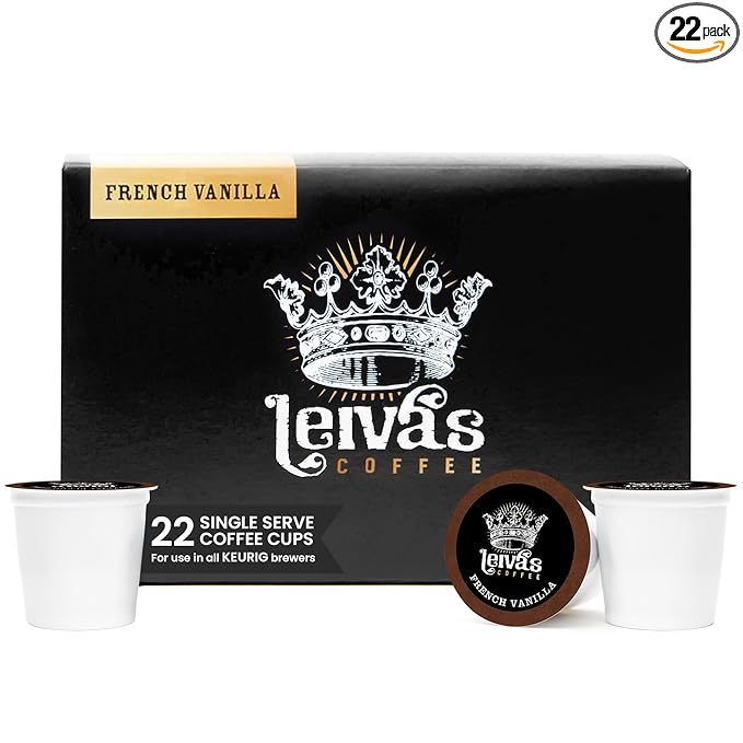 Leiva’s Guatemalan Single Serve K-cups Coffee Pods (22 Count) – Small Batch French Vanilla Flavor Capsules - Rich Bold &amp Balanced Flavor - Single Serve Pods for Keurig Coffee Machine - 0.35 Oz C