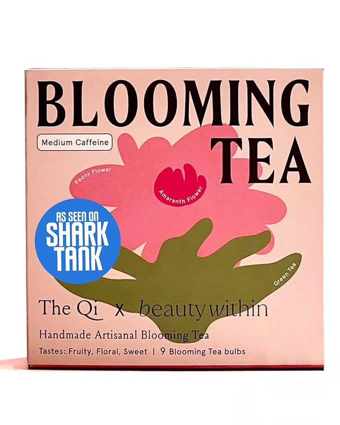 The-Qi x Beautywithin Peony Blooming Flower w/Green Tea – 9 Pcs Handpicked All Natural Blooming Flower Tea – Peony &amp Globe Amaranth Blend Qi Gift Set for Relaxation &amp Wellness – Makes 27 Cups