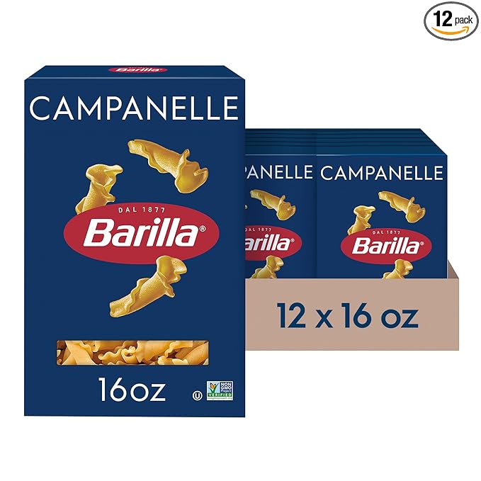 Barilla Campanelle Pasta 16 oz. Box (Pack of 12) - Non-GMO Made with Durum Wheat Semolina - Kosher Certified