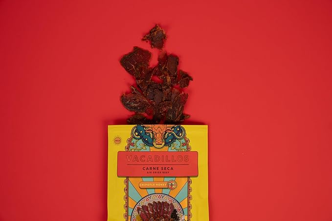 Vacadillos - High Protein Carne Seca | 30g Protein Sugar Free Carbs Free Gluten Free Dairy Free Keto &amp Paleo Friendly | Mexican Inspired Beef Jerky Snack | Chipotle Honey Pack Of 4