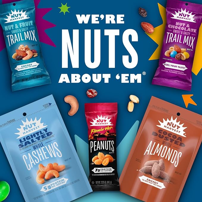 Nut Harvest 3 Flavor Peanuts Variety Pack Individual Bags (36 Pack)