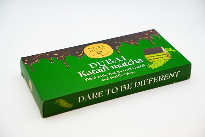 NUTS FACTORY Matcha Dubai Chocolate Bar – Pack of 2 – Handcrafted in NYC with Crispy Kataifi – Gourmet Dubai-Inspired Flavor