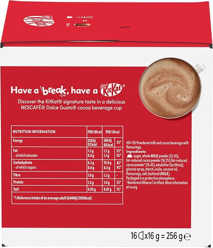 NESCAFÉ Dolce Gusto KitKat Hot Chocolate Coffee Pods x16 (Pack of 1)