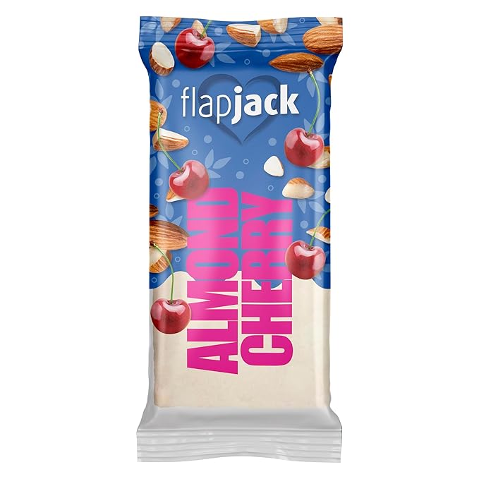 FlapJack Handmade Oat Bar - Premium English Oats (42-47%) | High Fiber Slow-Release Energy | Vegetarian Friendly | Made in Hungary by S.P.I.N. | 15pcs x 100g Almond Cherry