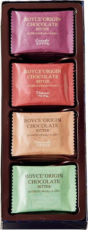 ROYCE' Origin Chocolate Bitter' - Assortment of Dark Chocolate Squares | Ideal for Baking and Desserts| No Artificial Preservatives | Japanese Chocolate from Hokkaido (20 Pieces of Chocolate Squares