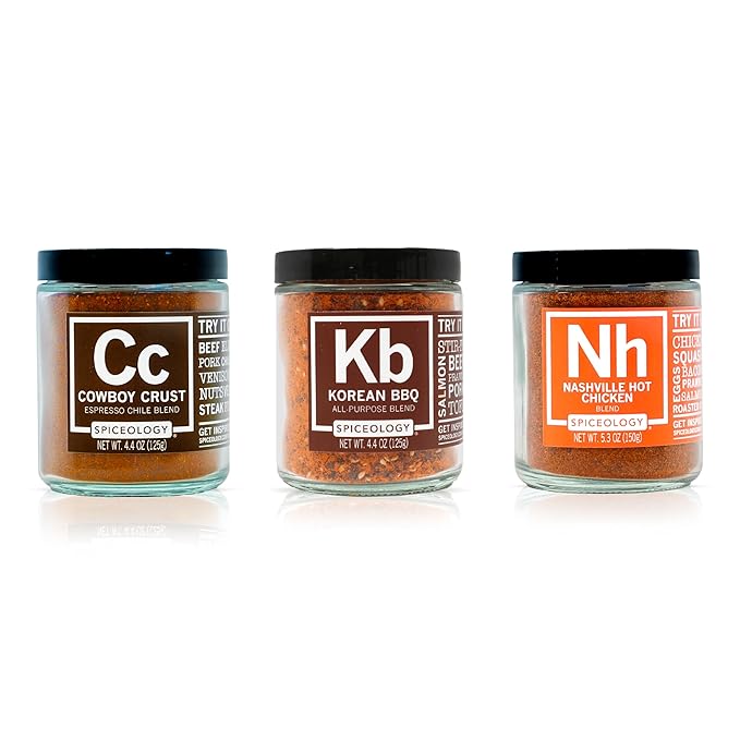 Spiceology – Grilling Seasoning Bundle – Cowboy Crust Korean BBQ and Nashville Hot Blends – Gourmet Spice Set for Beef Pork Chicken and More – Elevate Your BBQ with Premium Flavors