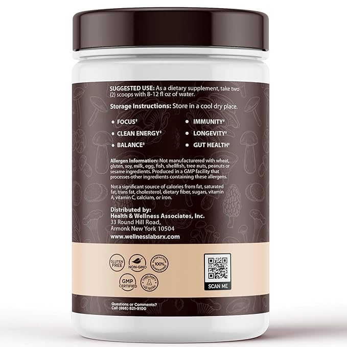 Mushroom Hazelnut Powder with Reishi 10:1 Extract Hot Cocoa Powder Caffeine-Free Mushroom Coffee Alternative - Adaptogenic Superfood Drink for Focus Relaxation and Mood Support - 30 Servings