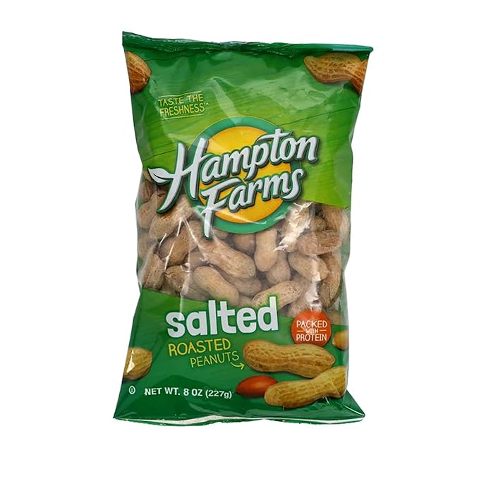 Hampton's Roasted Salted In Shell Peanuts 8 Ounce Bag (12-Pack)