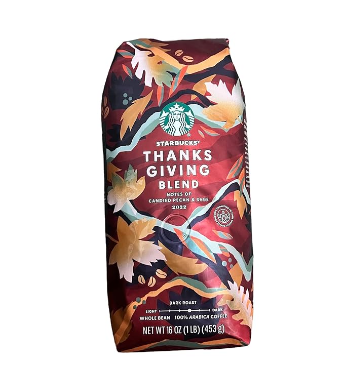 Starbucks Thanksgiving Blend Whole Bean Coffee 1 Pound (16 ounces) Packaging may vary