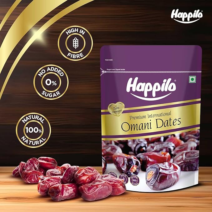 Happilo Premium International Omani Dates 680G Value Pack Khajoor Or Khajur Dry Fruit Healthy &amp Nutritious Snack Rich In Protein &amp Vitamins Natural Sweetener 680 G (Pack Of 1) Dates