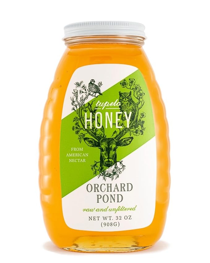 Orchard Pond Tupelo Honey - Rare Harvest from White Ogeechee Tupelo Trees Handcrafted in North Florida 100% Pure &amp Unheated 32 Ounces