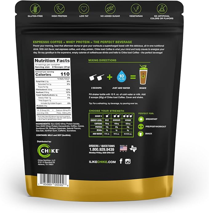 Chike Chocolate Caramel High Protein Iced Coffee 20 G Protein 2 Shots Espresso 1 G Sugar Keto Friendly and Gluten Free 14 Servings (14.8 Ounce)