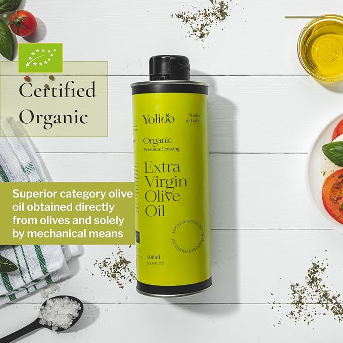 100% Tuscany Premium Organic Olive Oil Extra Virgin | Polyphenol Rich Extra Virgin Olive Oil Cold Pressed EVOO | Early Harvest from Italy (17.6oz)