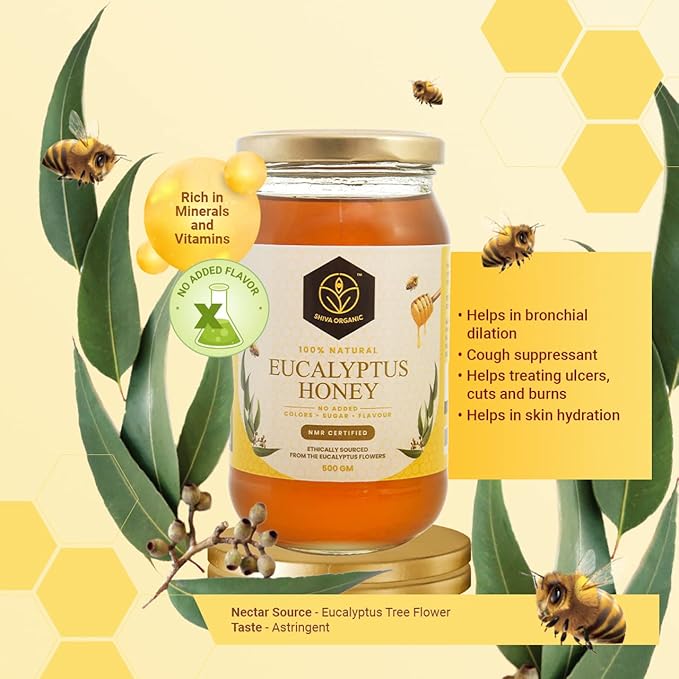 Shiva Organic Honey Combo - Eucalyptus Jamun Multi Flora - 250g Each | Diverse and Pure Honey Collection