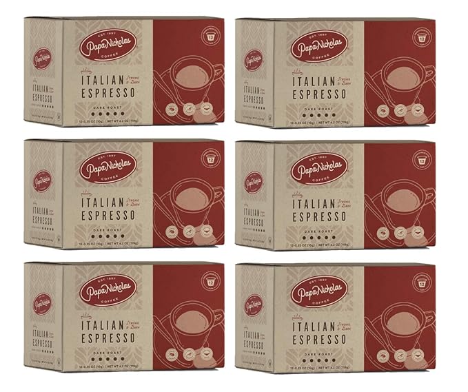 Papanicholas Single Serve Coffee Cups Fits Keurig K Cup Brewers Italian Espresso 72 Coffee Pods