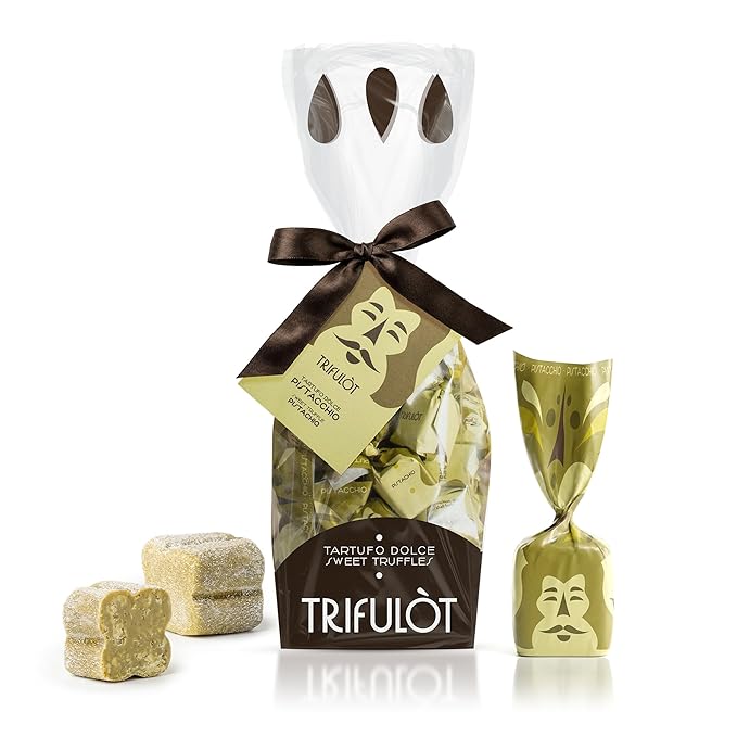 TartufLanghe Trifulot White Chocolate Truffles with Pistachios - Individually Wrapped Pistachio Praline Candy Gourmet Italian Truffle Candy Fancy Chocolate Gift Set From Italy - 6.34 oz