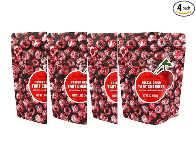 Freeze-Dried Tart Cherries Unsweetened &amp Unsulfured 1.2 oz/34g – Pack of 4