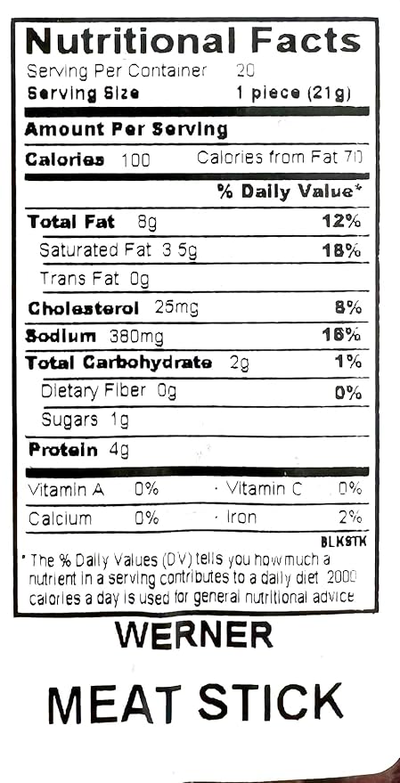 Werner Pepper Smoked Meat Sticks - 20 Pork and Beef Sticks Bulk Pepper Meat Snacks 14 Ounce (20 Individual Sticks 9 Sticks)