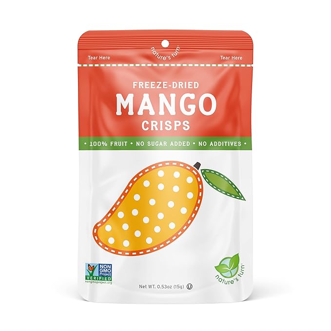Nature's Turn Freeze-Dried Fruit Snacks Peach and Mango Crisps Pack of 24 (0.53 oz Each)