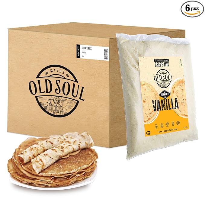 OldSoul Professional Crepe Mix | Dough Mix | Vanilla Flavour | 30 Lbs | 216 Crepes (30 Lbs Traditional)