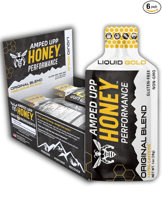 Amped Upp Honey PRE7-CAS Boost Pre-Workout Honey | Organic Non-GMO Energy &amp Performance Support (Amped Upp Honey PRE6 Pre-Workout Honey Original Blend – 12 Single-Serve Packets)