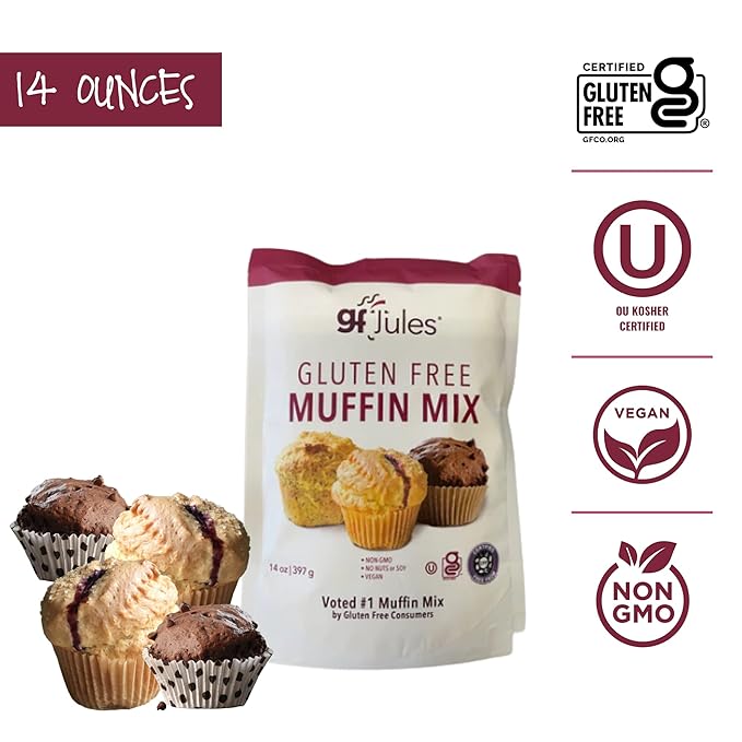 gfJules Certified Gluten Muffin Mix and Cornbread Mix | No Grit Non-GMO Vegan &amp Kosher | Voted #1 by Gluten Free &amp Celiac Consumers
