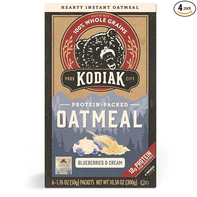 Generic Protein-Packed Blueberries and Cream Instant Oatmeal 1.76 oz 6 Packets (Pack of 4)