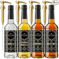 NEW Café Le Rou Variety 25.4oz Vanilla French Vanilla Caramel Hazelnut (Variety 4-pack) *Includes 4 Coffee Syrup Dispensers for Coffee Tea and Espresso