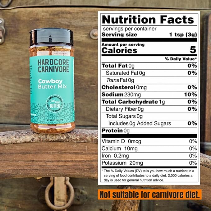 Hardcore Carnivore Black &amp Cowboy Butter Seasoning Duo (13 oz + 9 oz Shakers) Texas-Made Brisket BBQ Grilling Smoking Seasoning and Compound Butter