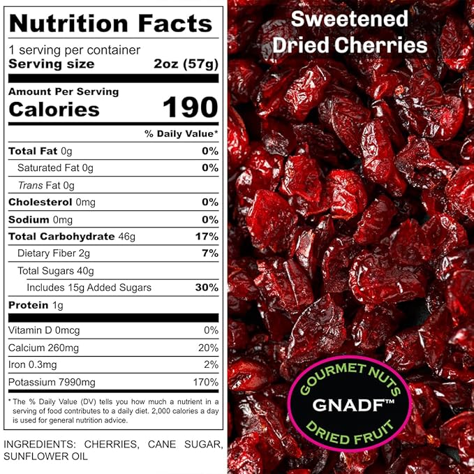 GNADF | Sweetened Dried Cherries | Grown In The USA | Available in 5 10 25 Lb. Sizes | Gourmet Nuts And Dried Fruit | (5 lbs)
