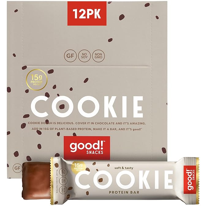 good! Snacks Cookie Dough Vegan Protein Bar Soy &amp Gluten Free Plant Based Low Sugar 15g Clean Protein Natural Healthy Superfood Snack Kosher Friendly For Athletes &amp Active Lifestyles 1