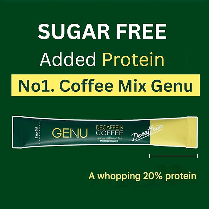 GENU Stevia Protein Coffe Mix Instant Coffee (100 sticks Decaffein) Korea's No1 selling Zero Sugar Coffee Mix