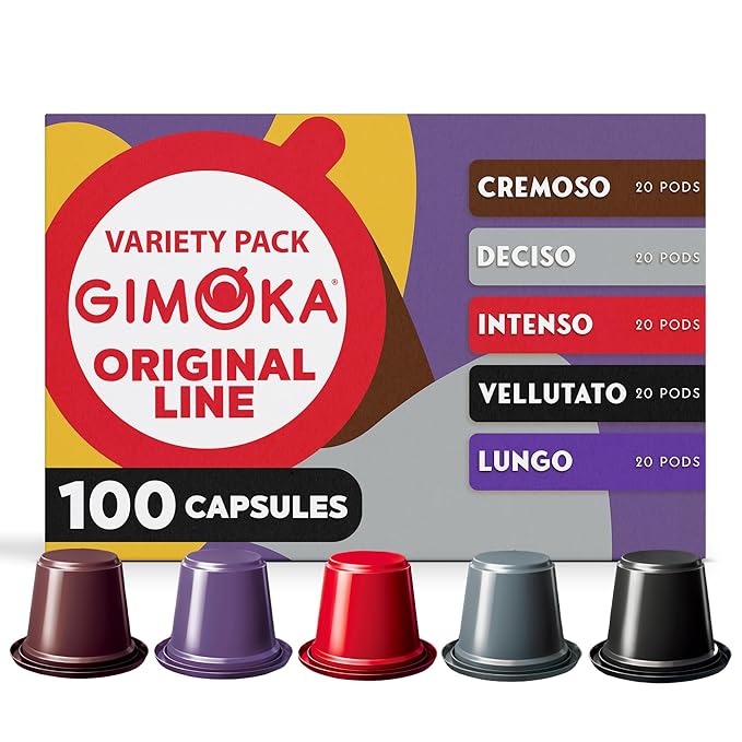 GIMOKA 100 Espresso Coffee pods Variety Pack compatible with Nespresso® Original Machines Italian Espresso pods.