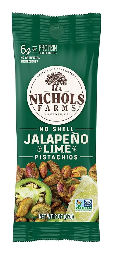 Nichols Farms Roasted with Sea Salt No Shell Pistachios Kosher USDA Certified Organic Non-GMO 6 Oz (Pack of 3)