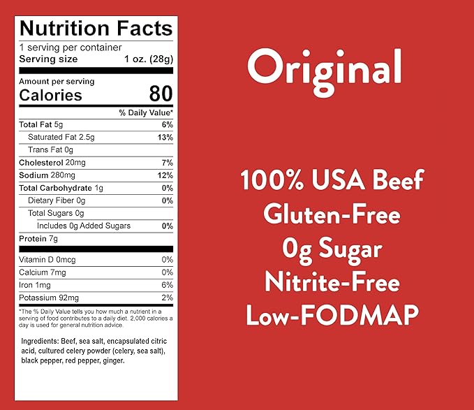 Good Fod Foods Meat Stick Variety Pack – Low FODMAP Snacks for a Healthy Gut Zero Sugar Jerky Sticks Keto Friendly Gluten-Free Beef Sticks 1 Ounce (12 Pack)
