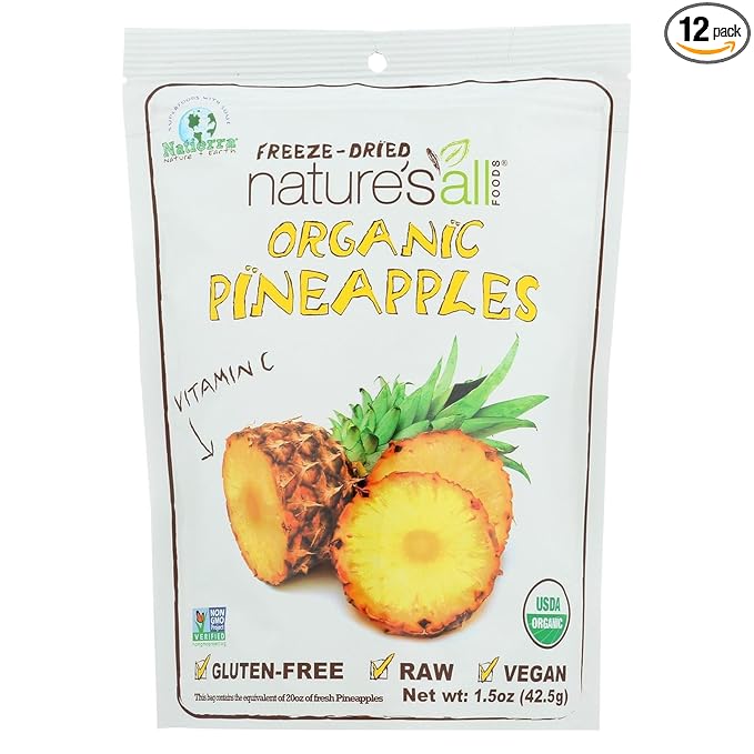 Organic Pineapples Raw Dried Fruit 1.50 Ounces (Case of 12)