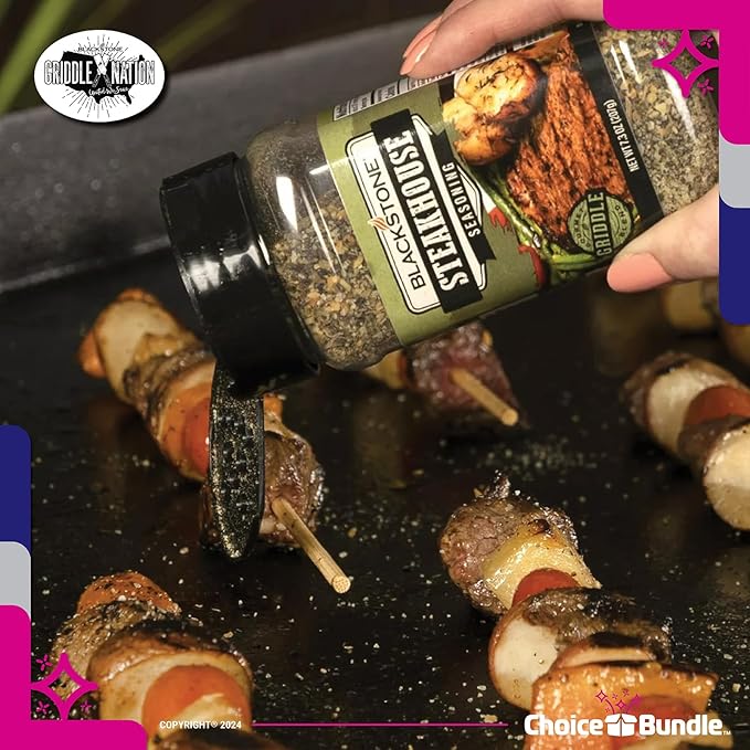 Blackstone All Purpose (AP) &amp Steakhouse Savory Seasoning – Gourmet Griddle Premium BBQ Barbecue Rub 4 Pk Choice Bundle (29.2 oz) + BBQ Guide &amp Opener (6 Items)!