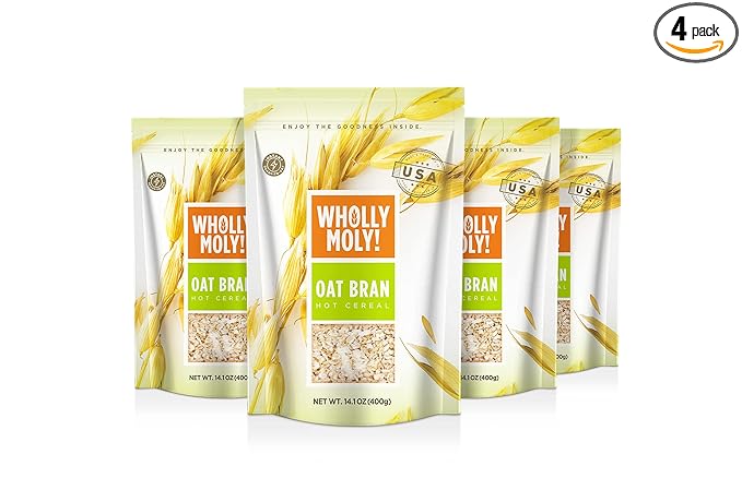 Wholly Moly! Oat Bran Instant Oatmeal Original 400g*4 Pack High Fiber No Sugar Added All Natural Vegan Friendly