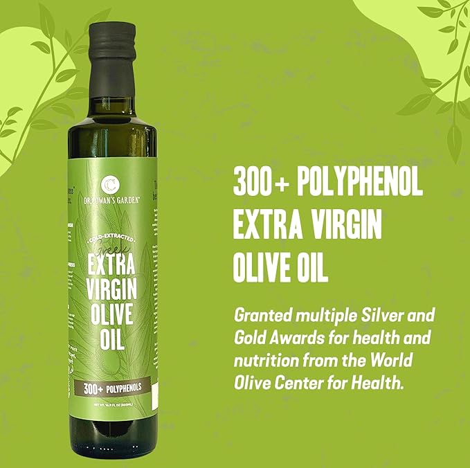 Dr. Cowan’s Garden 300+ Polyphenol Greek Extra Virgin Olive Oil - Single Estate Extra Virgin Olive Oil with Highest Polyphenols Sourced from Koroneiki Trees Phase 2 Organic Cold-Pressed 16.9 FL Oz