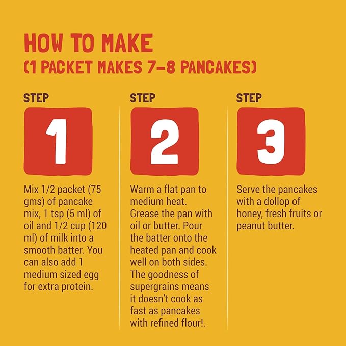Slurrp Farm No Maida Pancake Mix | Instant Breakfast Mix Made with Oats and Jowar | Eggless Healthy Breakfast for Kids &amp Adults | Banana Chocochip- Pack of 3 X 150g