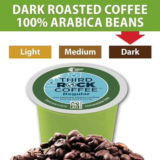 Third Rock Dark Roast Compostable Coffee Pods – 80 Count – 100% Rainforest Alliance Certified Coffee