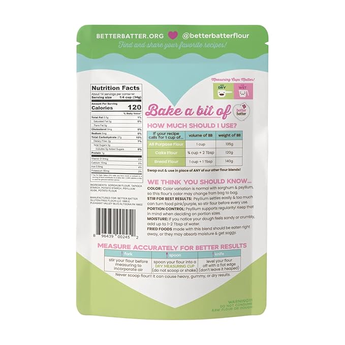 Better Batter Gluten Free Bread Flour Blend 1 lb - Non-GMO Organic Vegan Allergen Free Kosher Top 9 Free From Wheat Dairy Soy Nuts Egg Sesame Cup-for-Cup Mix Breads &amp Everyday Yeast Bak
