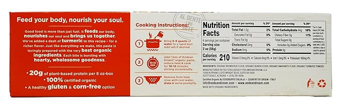 Andean Dream Organic Turmeric Spaghetti Pasta (12 Pack)